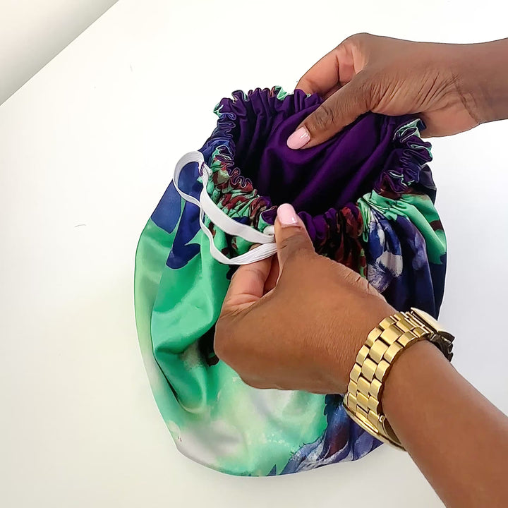 Regal Harmony Floral Reversible Silk Hair Bonnet