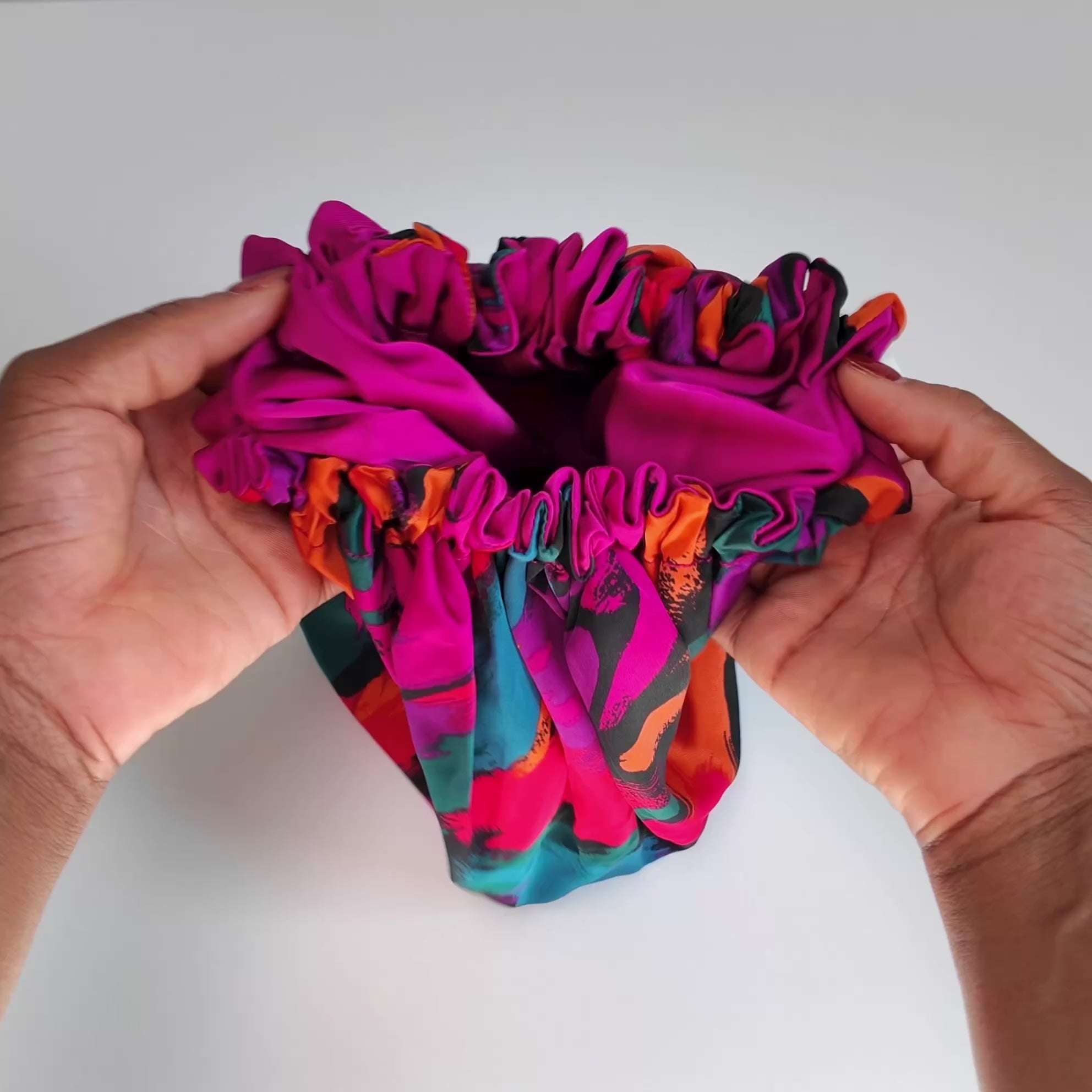 Electric Reverie Print Reversible Silk Hair Bonnet