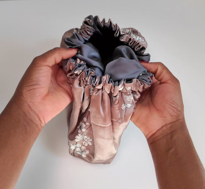 Rosé Whisper Floral Reversible Silk Hair Bonnet