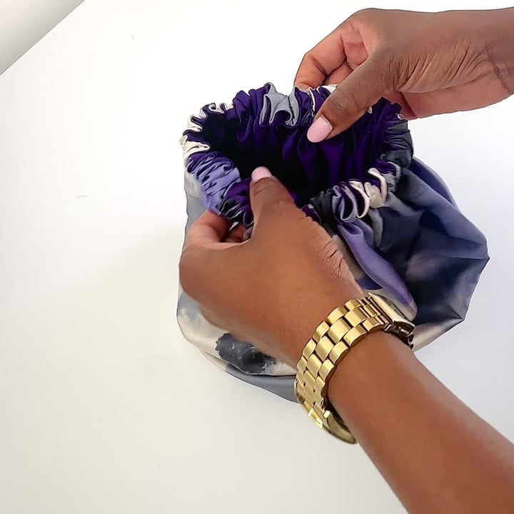 Royal Orchid Reversible Tie Dye Silk Hair Bonnet