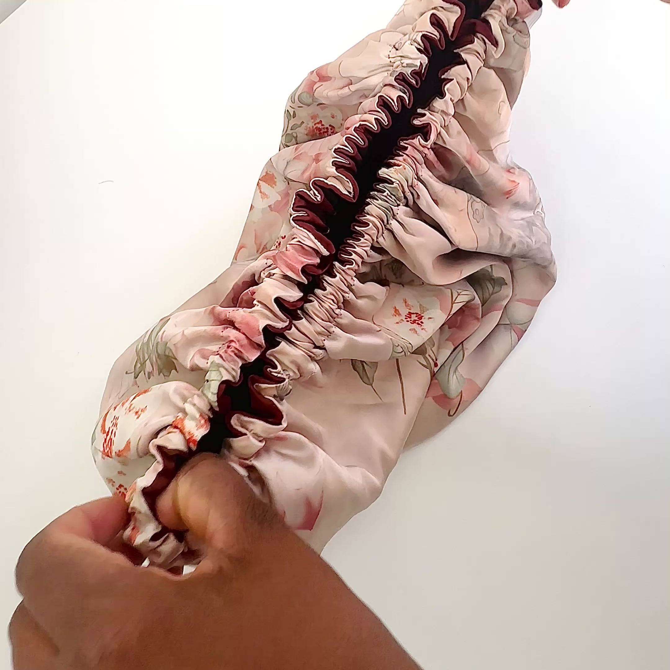 *Sample Fabric Sale* 
 Blush Royale Floral Reversible Silk+Satin Hair Bonnet