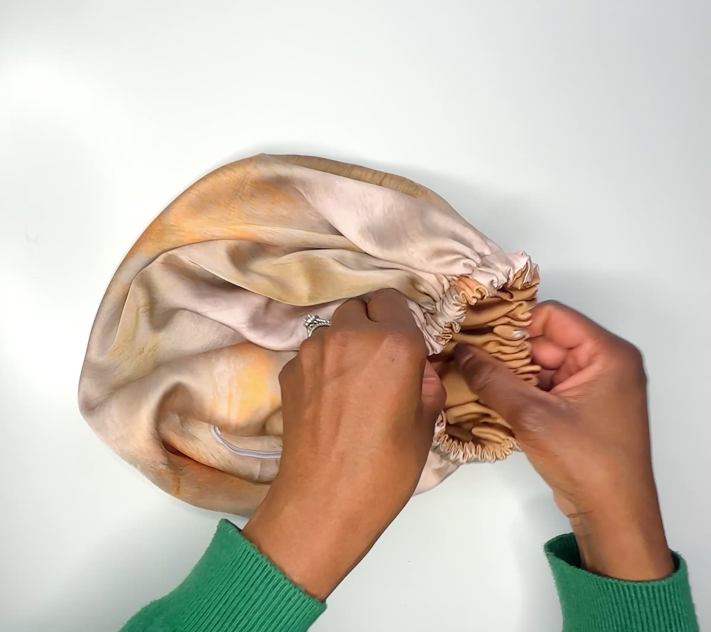 Latte Swirl Abstract Print Reversible Silk Hair Bonnet