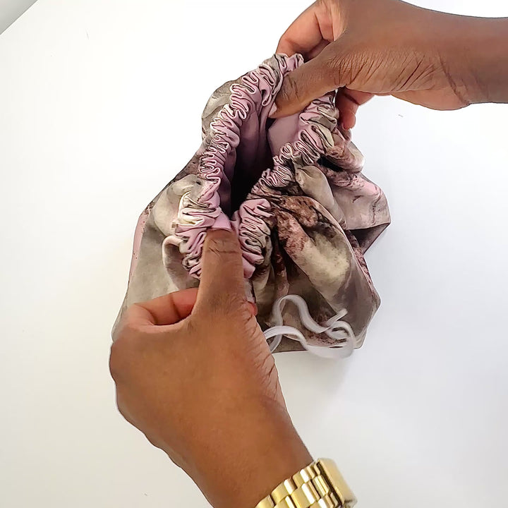 Dusky Rose Abstract Print Reversible Silk Hair Bonnet