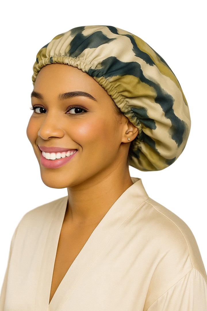 Lemon whisper Abstract Print Reversible Silk Hair Bonnet