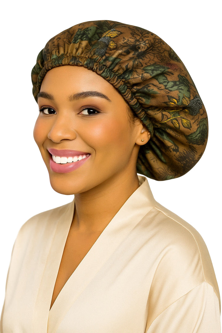 Rustic Jewel Floral Reversible Silk Hair Bonnet