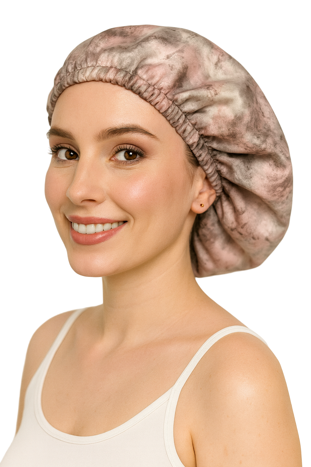 Dusky Rose Abstract Print Reversible Silk Hair Bonnet